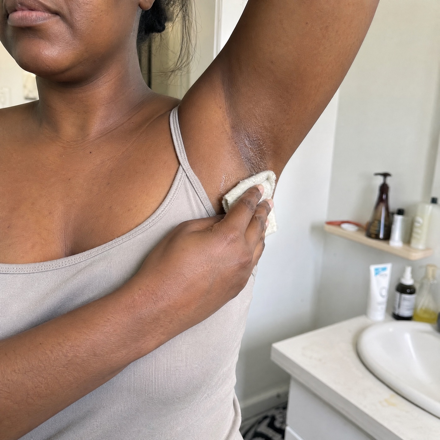 Cleansing the underarm before applying